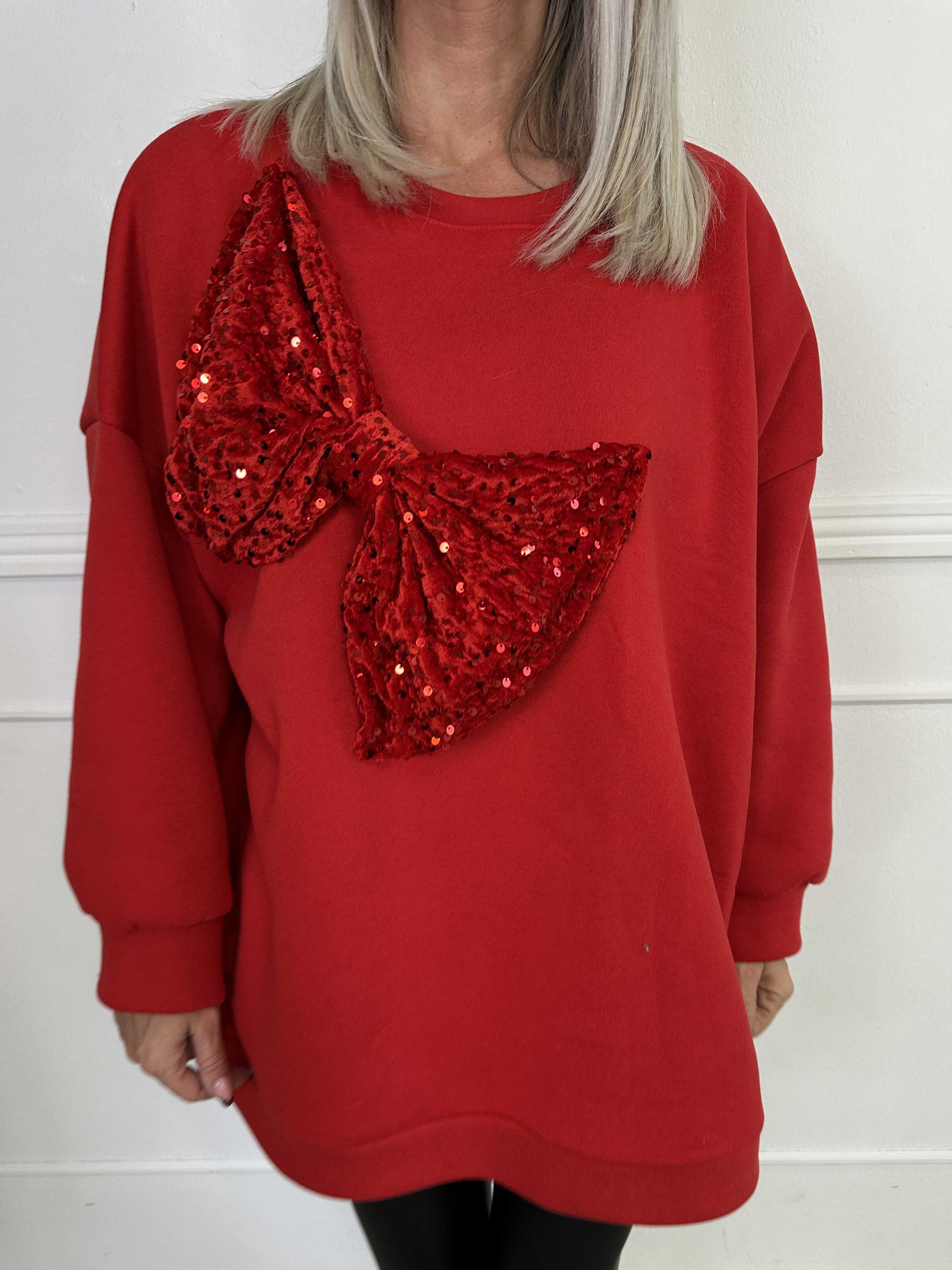 Thalassa - Oversized sweatshirt i bomuld med stor velour sløjfe